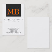 Oranje Monogram White Black Stripe Visitekaartje (Voorkant / Achterkant)