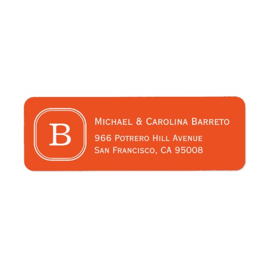 Oranje monogramlabels etiket (Voorkant)