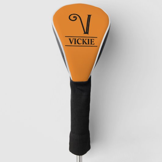 Oranje Monogrammed Golf Head Hoesje Golfheadcover (Voorkant)