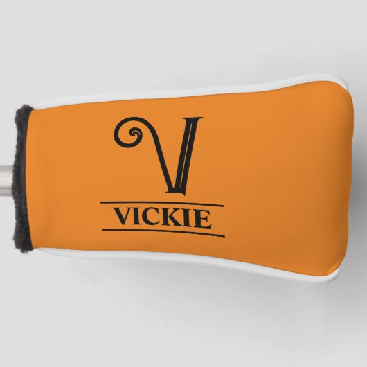 Oranje Monogrammed Putter Golf Head Hoesje Golfheadcover (Voorkant)
