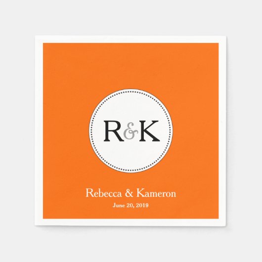 Oranje Monogrammed Wedding Servet (Voorkant)