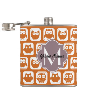 Oranje monogrammen heupfles