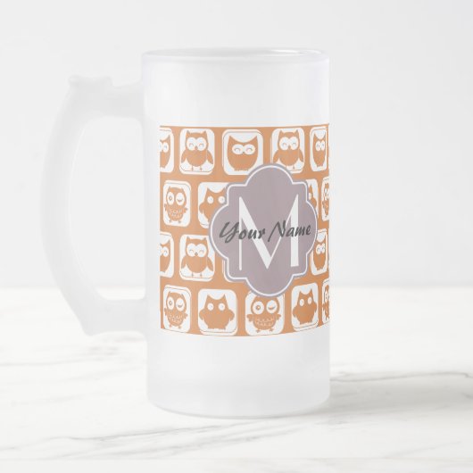Oranje monogrammen matglas bierpul (Links)