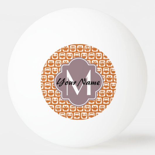 Oranje monogrammen pingpongbal (Voorkant)