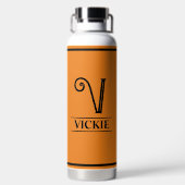 Oranje monogrammen waterfles (Achterkant)