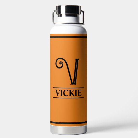 Oranje monogrammen waterfles (Achterkant)
