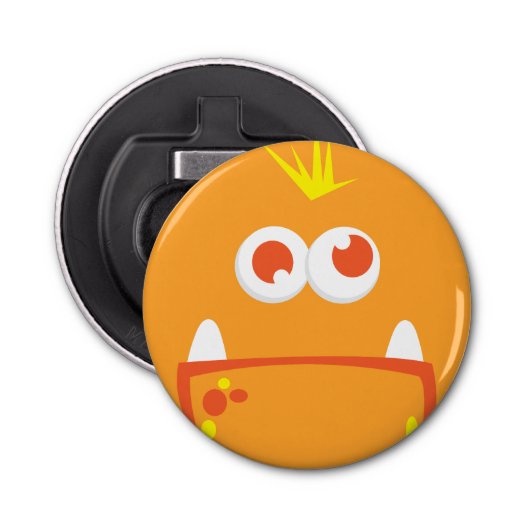 Oranje monster Face Bottle Open Button Flesopener (Voorkant)