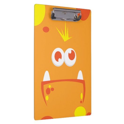 Oranje Monster Face Clip Board Klembord (Rechts)