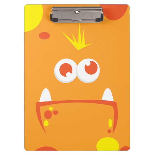 Oranje Monster Face Clip Board Klembord (Voorkant)