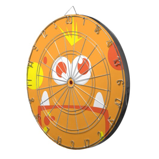 Oranje Monster Face Dart Board Dartbord (Voorkant Rechts)