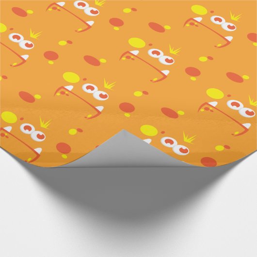 Oranje monster Face Gift Wrap Cadeaupapier (Hoek)