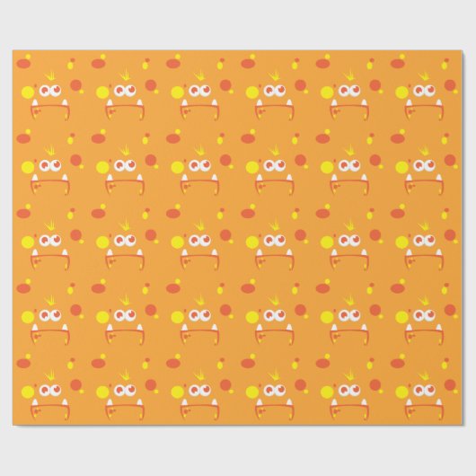 Oranje monster Face Gift Wrap Cadeaupapier (Vlak)