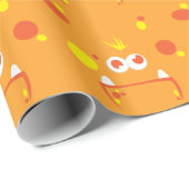Oranje monster Face Gift Wrap Cadeaupapier (Rol Hoek)