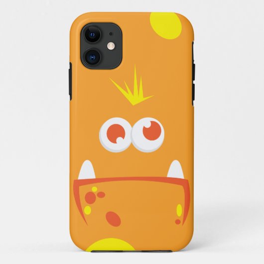 Oranje Monster Face iPhone Case (Achterkant)
