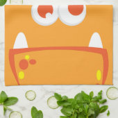 Oranje Monster Face Kitchen Towel Theedoek (Gevouwen)