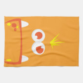 Oranje Monster Face Kitchen Towel Theedoek (Horizontaal)