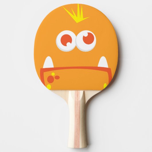 Oranje Monster Face Ping Pong Paddle Tafeltennisbatje (Voorkant)