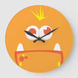 Oranje monster Face Wall Clock Grote Klok