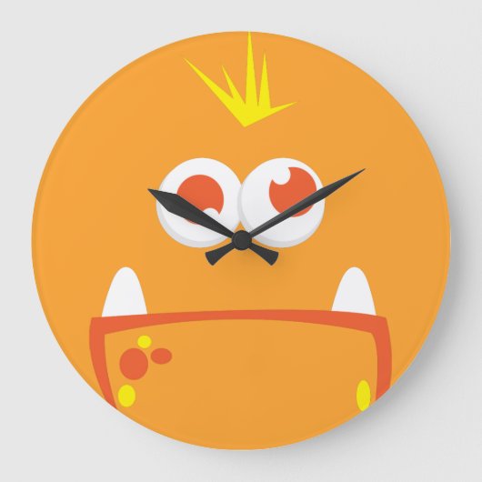 Oranje monster Face Wall Clock Grote Klok (Voorkant)