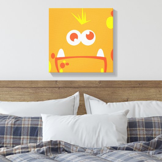 Oranje monster Face Wrapped Canvas (Insitu (Slaapkamer))
