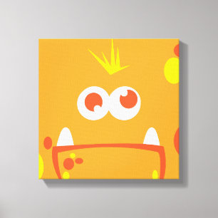 Oranje monster Face Wrapped Canvas Afdruk