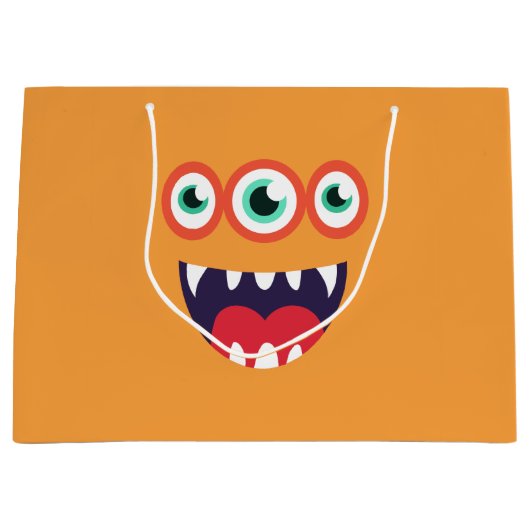 Oranje monster groot cadeauzakje (Voorkant)