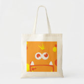 Oranje Monster Kawaii Face Canvas tas (Voorkant)