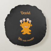 Oranje monster rond kussen (Voorkant)