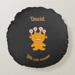 Oranje monster rond kussen