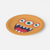 Oranje Monstergezicht Papieren Bordje (Gekanteld)