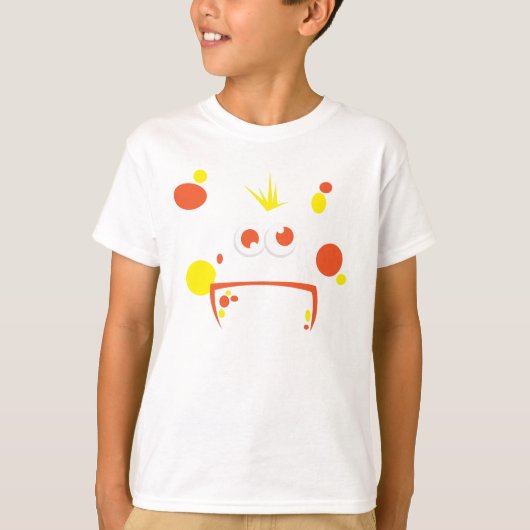Oranje monstergezicht t-shirt (Voorkant)