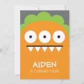 Oranje Monsteruitnodiging Kaart (Voorkant)