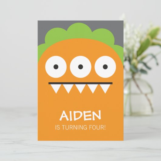 Oranje Monsteruitnodiging Kaart (Staand voorkant)