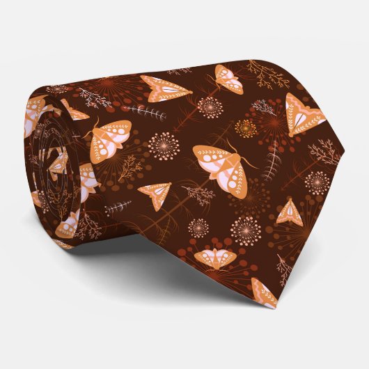 oranje mooi vlinder patroon stropdas (Opgerold)