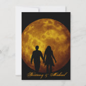 Oranje Moon Silhouette Couple Wedding Invitations Kaart (Achterkant)