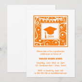 Oranje Mortarboard Moderne Graduation Invitations Kaart (Voorkant / Achterkant)