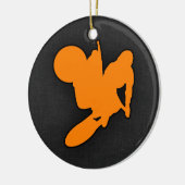 Oranje Motocross Keramisch Ornament (Links)
