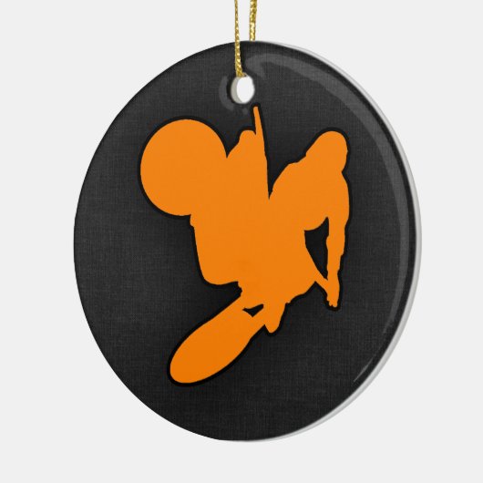 Oranje Motocross Keramisch Ornament (Links)