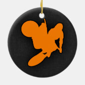 Oranje Motocross Keramisch Ornament (Achterkant)