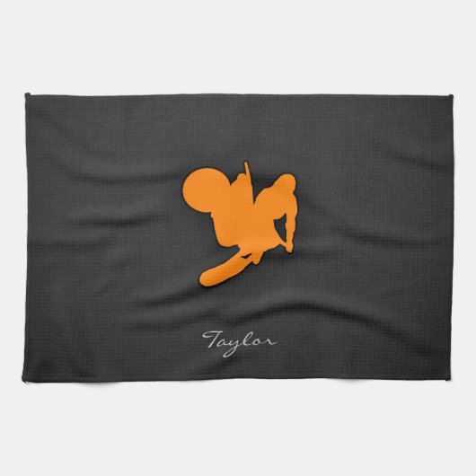 Oranje Motocross Theedoek (Horizontaal)