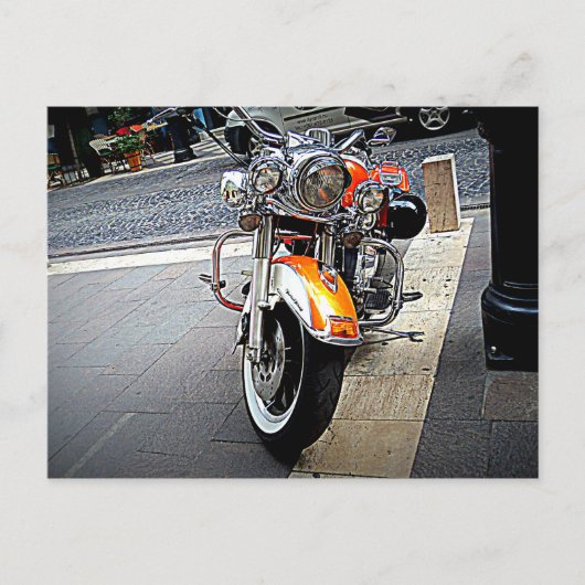 Oranje motorfiets briefkaart (Voorkant)