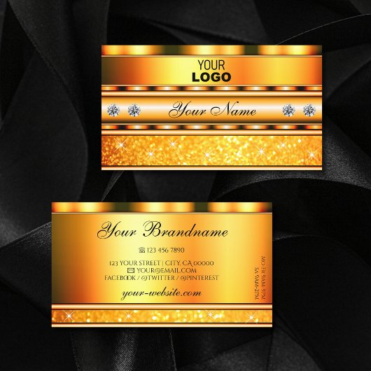 Oranje mousserende glazen sterren met Logo Visitekaartje