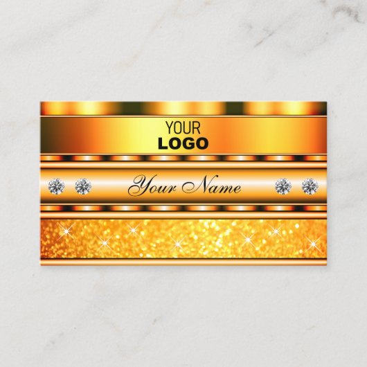Oranje mousserende glazen sterren met Logo Visitekaartje (Voorkant)