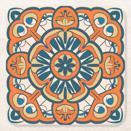 oranje mozaïek kartonnen onderzetters (Voorkant)