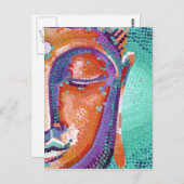 Oranje mozaïekgezicht briefkaart (Voorkant / Achterkant)