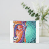 Oranje mozaïekgezicht briefkaart (Staand voorkant)