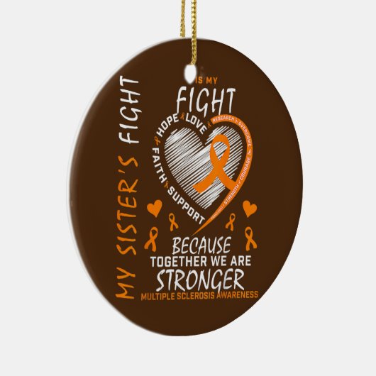 Oranje MS Ribbons Hartzuster Multiple Sclerose Keramisch Ornament (Rechts)