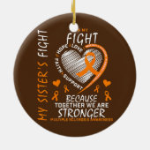 Oranje MS Ribbons Hartzuster Multiple Sclerose Keramisch Ornament (Achterkant)