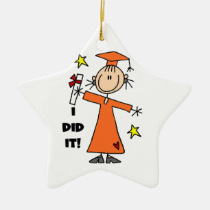 Oranje muis figuur meisje Afstuderen Keramisch Ornament