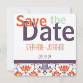 Oranje Munt Paarse Foto Modern sparen de Datum Save The Date (Achterkant)